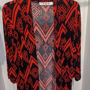 Red and black cardigan